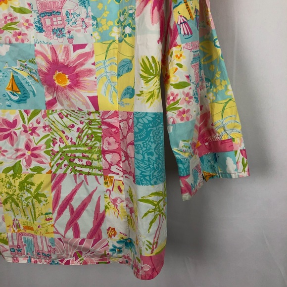 Palm Lily cotton tropical print blouse 10 - Picture 2 of 7